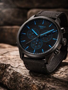 TISSOT NIB SWISS MENS T-Sport Chrono XL  45 MM Chronograph BLACK/Blue Face